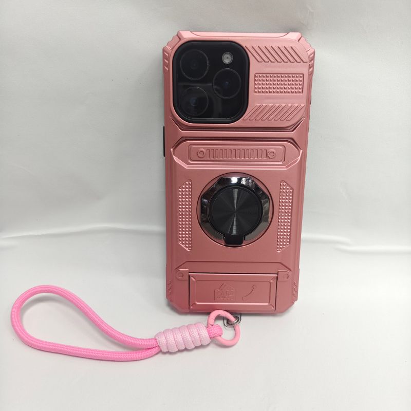 360 ° Rotating Metal Car Bracket Ring Wallet Card Slot Lanyard Phone Case For Iphone 16 E 14 11 13 15 Pro Max Back Cover_voghion.com