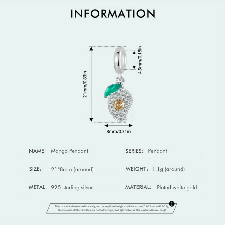 Mango Pendant Charm Sterling Silver Charm_voghion.com