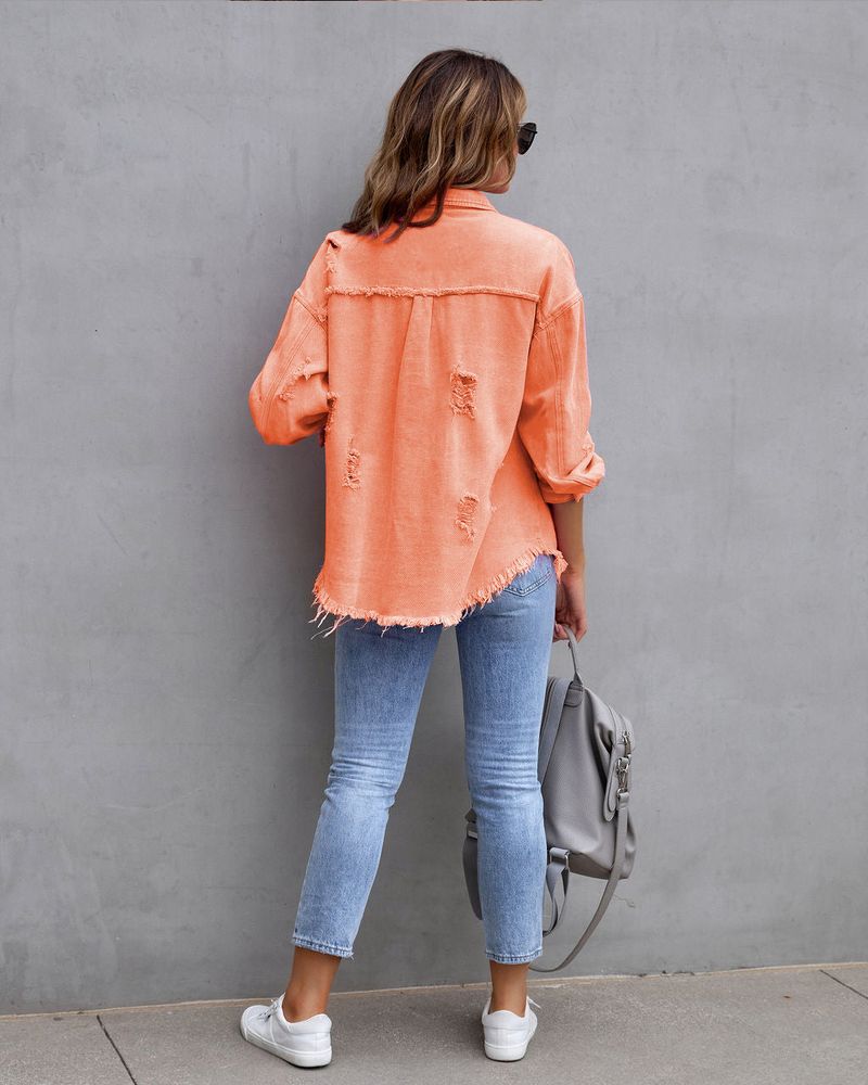 Distressed-Jeansjacke für Damen – Slim Fit, bequemer und stylischer Freizeitmantel mit Vintage-Waschung_voghion.com