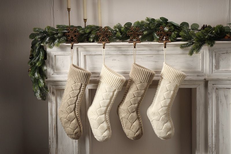Knitted Christmas socks, yarn gift candy decoration bags, large banquet woven hanging accessories, socks and supplies_voghion.com