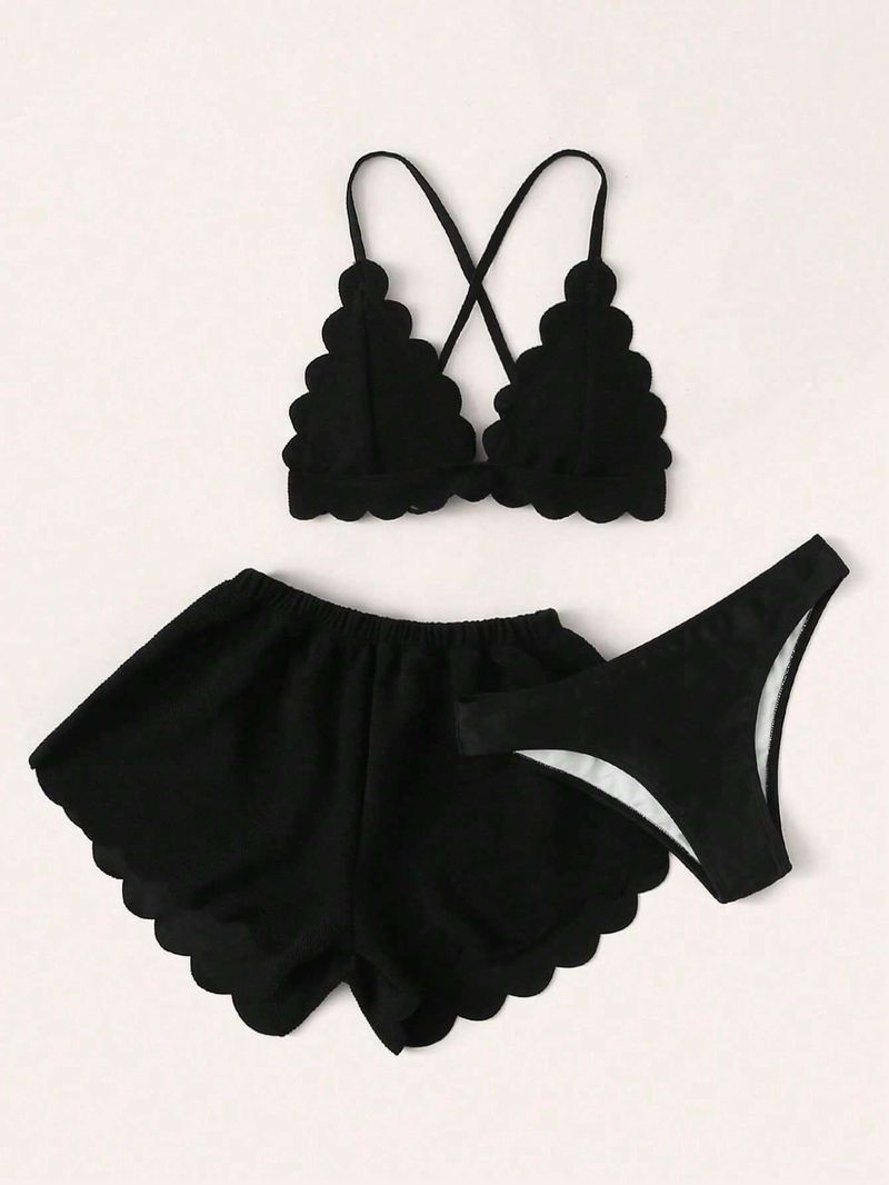 Women's Clothing New Three Piece Swimsuit Tether Sexy Beach Split Bikini Swimsuit_voghion.com