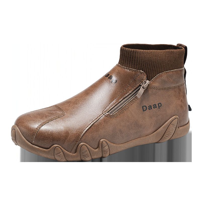 Kitchen Work Wear-Resistant Slip-On Men's Simple Waterproof Non-Slip Fleece-Lined Casual Shoes_voghion.com