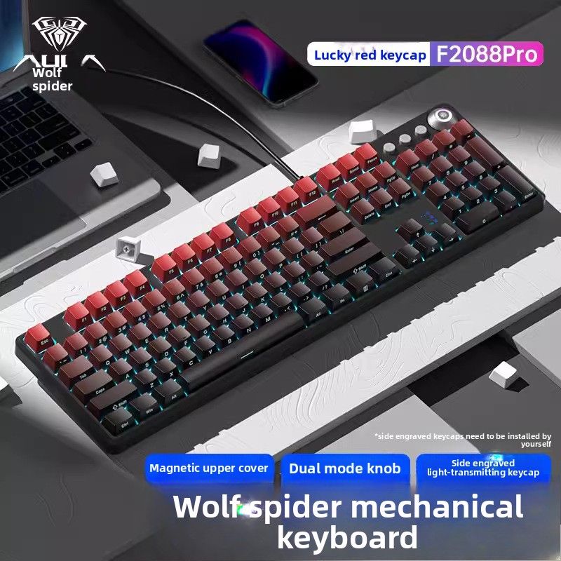 Tarantula F2088Pro Kabelgebundene mechanische Tastatur, Blaue Achse, Rote Achse, Tee-Achse, Notebook, E-Sport-Spiel, mit magnetischer oberer Abdeckung_voghion.com