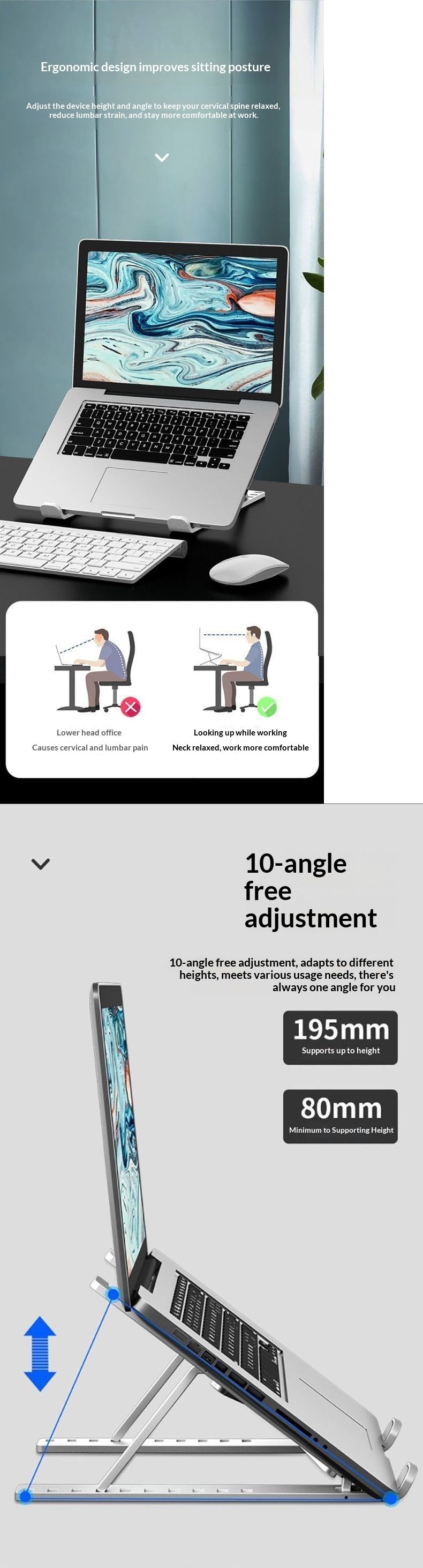 NeoGear NeoGear Supporto di raffreddamento portatile pieghevole universale regolabile in altezza per laptop, adatto per Lenovo Huawei_voghion.com