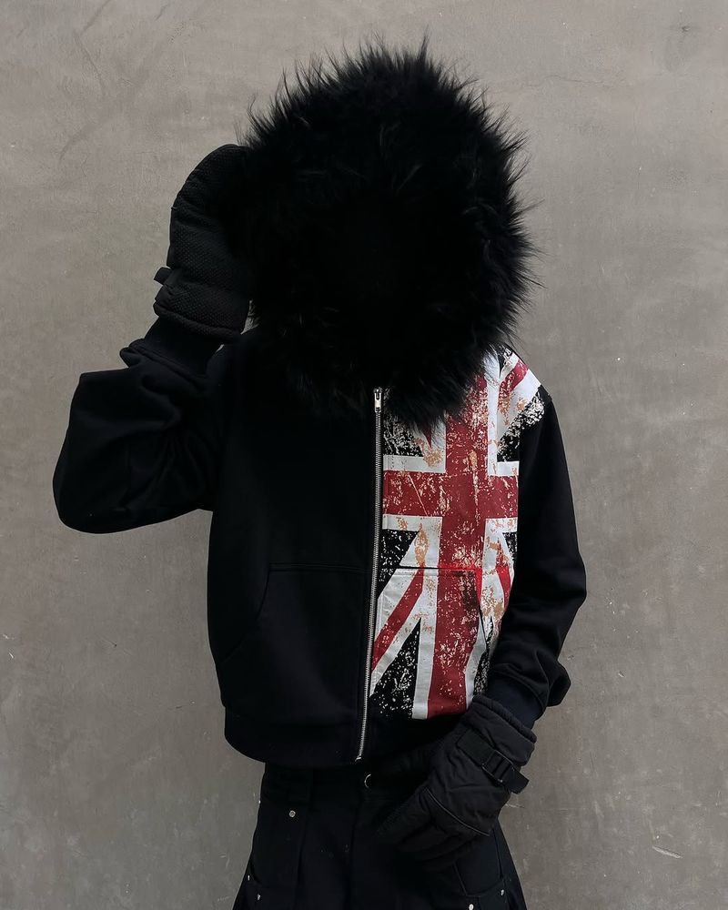 Y2K Retro Streetwear Hoodie With Faux Fur Collar & Digital Print - Oversized Pullover Sweatshirt For Men & Women, Unisex Fashion For Urban Style_voghion.com