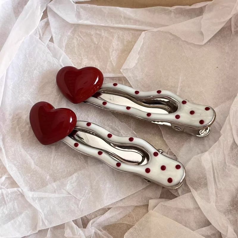 Fermagli per capelli da donna a forma di cuore, fermagli per capelli laterali di alta qualità, fermagli per capelli a becco d'anatra Ancora Red, dolci e alla moda_voghion.com