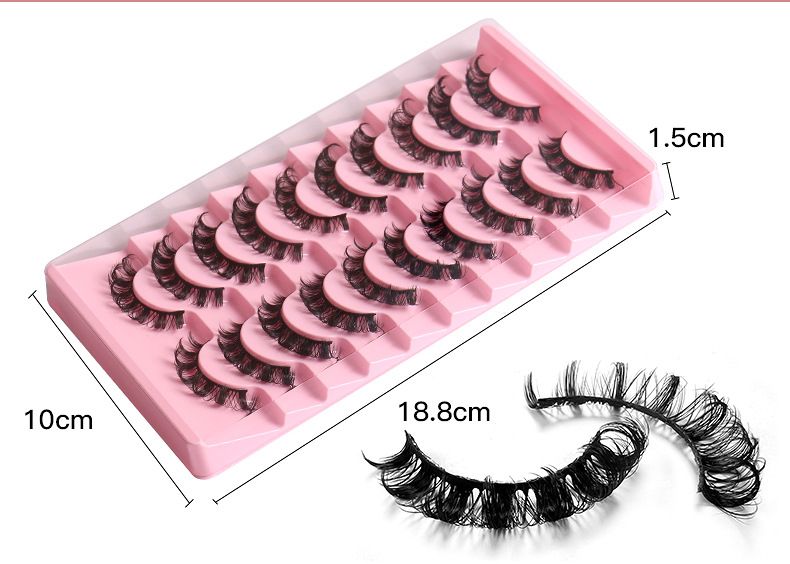 Künstliche Wimpern 10 Paar große Rolle Naturfaser Curl Wimpern dick natürlich_voghion.com