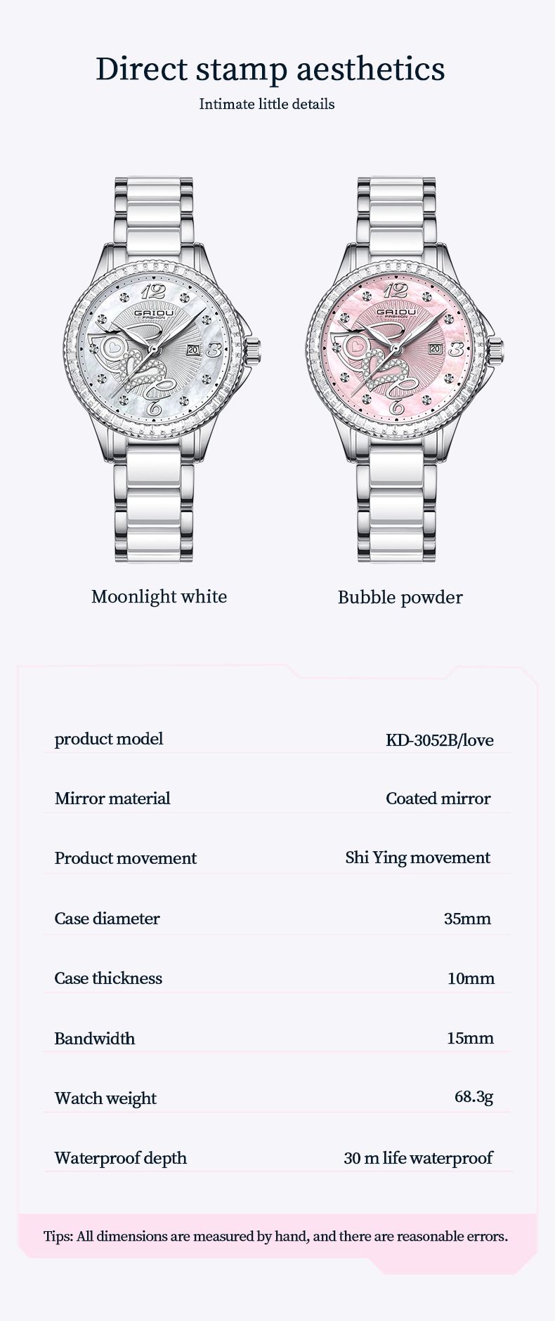 Women's Elegant Waterproof Diamond-Accented Watch With Ceramic-Like Stainless Steel Band, Minimalist Round Dial, Date Display, 30M Water Resistance_voghion.com