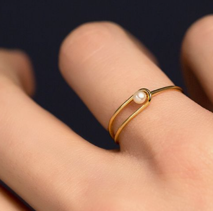 Moda Perla Fine Sottile Per Le Donne Minimalista Stile Di Base Gioielli Di Moda Colore Oro Nocca Signore Festa In Spiaggia Anello Regali BFF_voghion.com