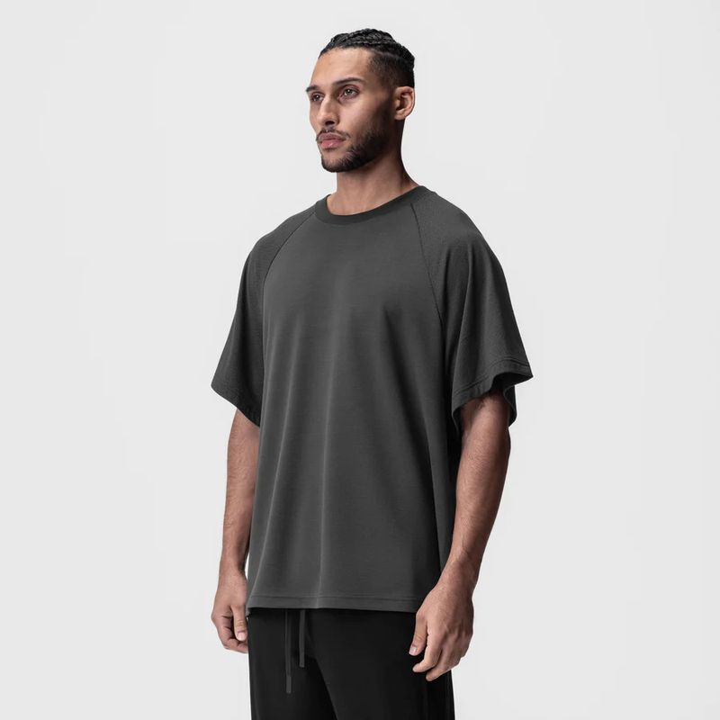 T-shirt de sport à manches courtes pour homme, style européen d'été, avec empiècement en maille gaufrée, séchage rapide, respirant et tendance._voghion.com