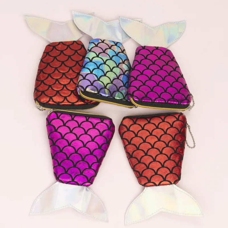 Mermaid tail Coin Purse cartoon cute Fish Shape Tail wallet 3 colors children Bags C6526_voghion.com