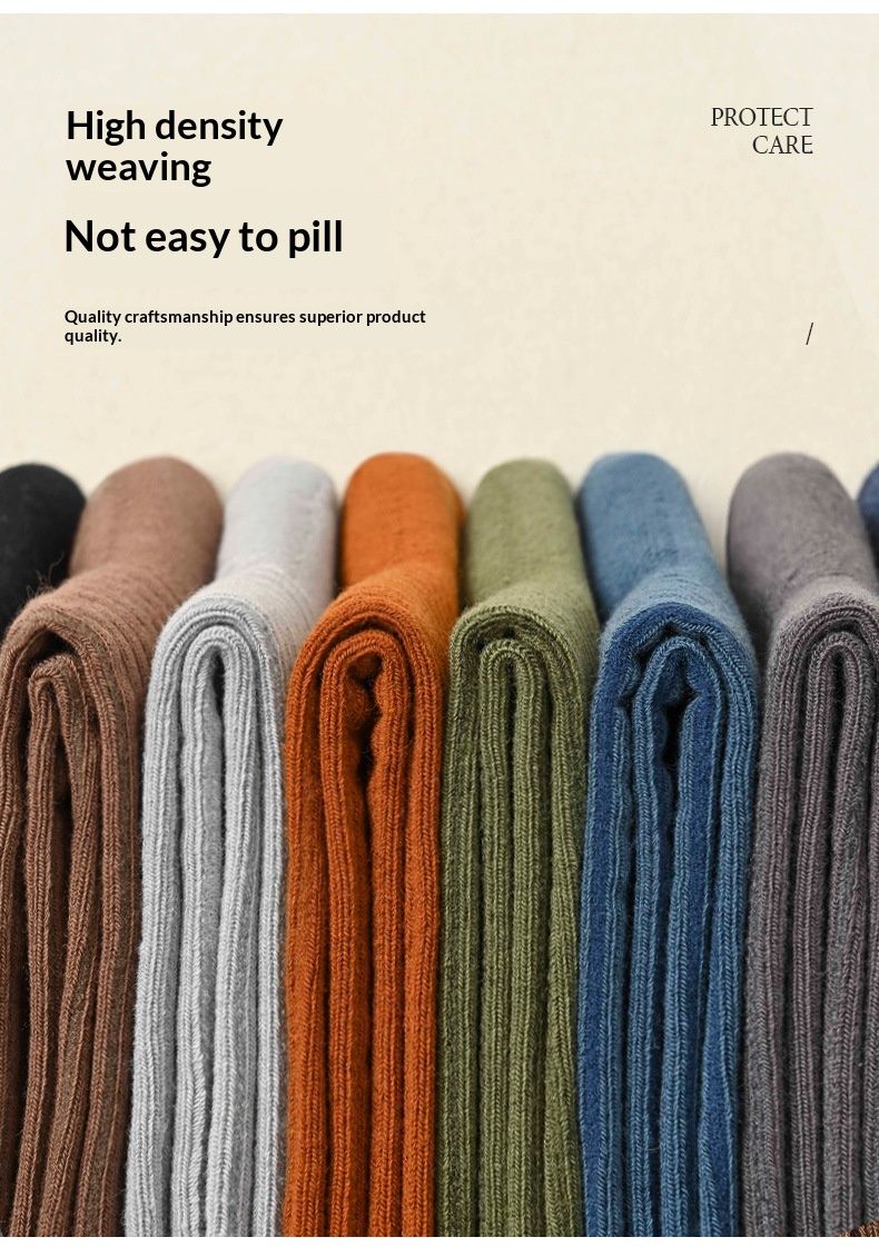 Wangjia Xinjiang Automne Pure Chaussettes Mi-mollet Anti-Odeur Hiver Épaisses Homme Affaires 100% Coton Vente en Gros_voghion.com
