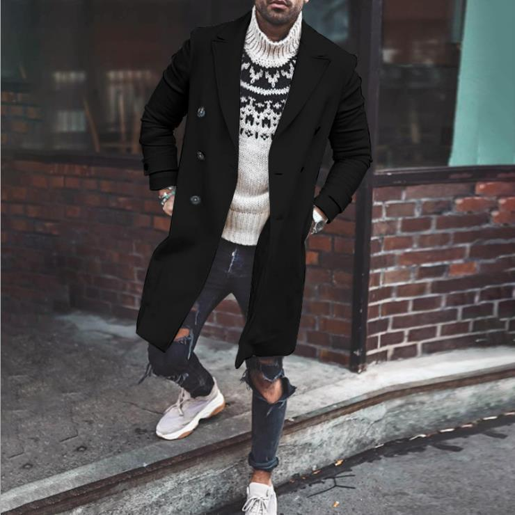 Autumn and Winter New Woolen Coat Men's Woolen Windbreaker Coat Men's Woolen Coat_voghion.com