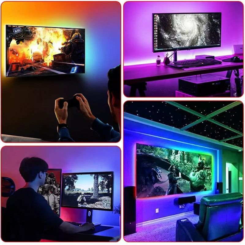 5050 RGB-LED-Lichtstreifen mit 24-Tasten-Fernbedienung und Bluetooth-App-Steuerung – 5 V flexible Farbwechsel-Lichtstreifen für die Heimdekoration_voghion.com