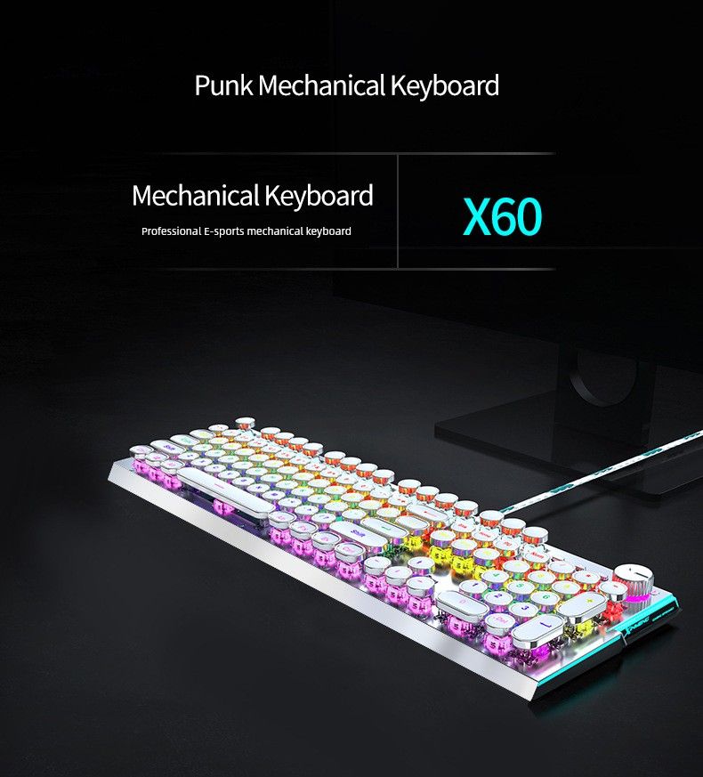 X60 Steam Transparent Punk Retro Nical Key Mouse Suit Gaming Male Titanium Alloy Keyboard With Knob_voghion.com