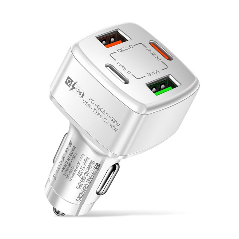 Müzik Festivali Dörtlü 38wPD+qc3.0 3.1A 2USB+Type-c hızlı şarjlı çift hatlı araç şarj cihazı_voghion.com