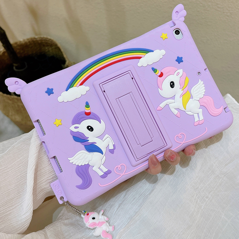 3D Unicorn Soft Case til iPad 10.2 9. 2021 8. 7. Til ipad air5 air4 10.9 Air 2 Pro 11 Mini6 Mini 4 5 Børneetui med holder_voghion.com
