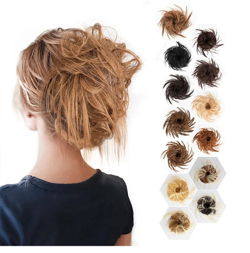 Alileader Elastico per capelli Elastico Ciambella Sintetico Coda corta riccia Estensioni Scrunchie disordinato Chignon Bun_voghion.com