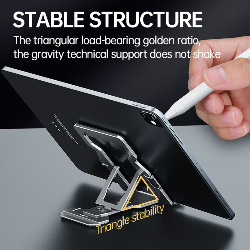 Universal-Telefon-Tablet-Ständer aus Metall, tragbar, faltbar, Lazy-Halterung für iPhone, Samsung, iPad, Tablet-Desktop-Ständer_voghion.com