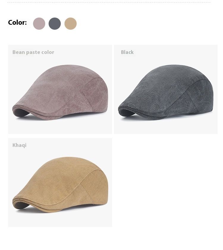 Baskenmütze für Herren aus gewaschenem Twill für Frühling und Sommer, getragene Entenschnabelmütze, schlichte Damenmütze aus leichter Baumwolle_voghion.com
