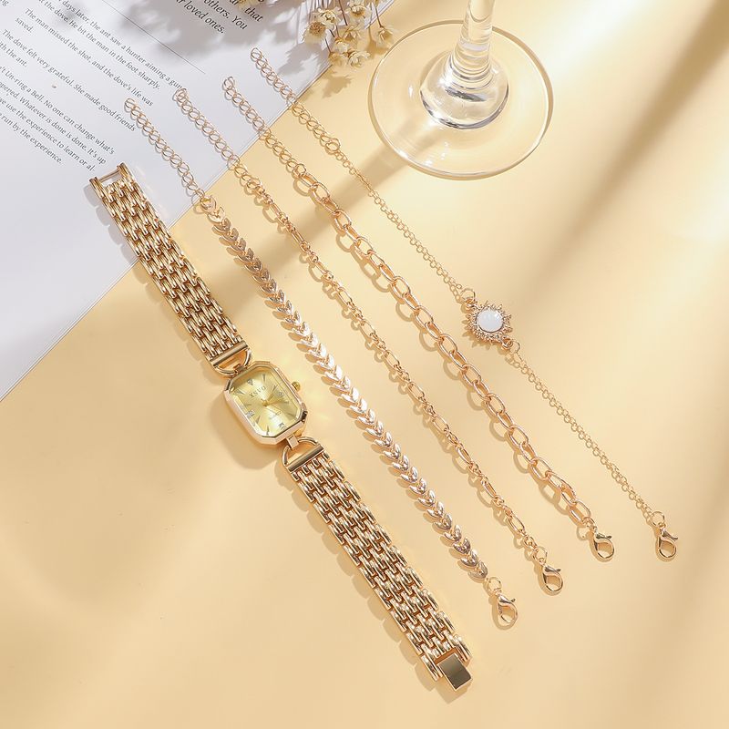 XSVO Luxurious Texture Square Dial With Exquisite Multi-style Bracelet Combination Set 5pcs/set_voghion.com