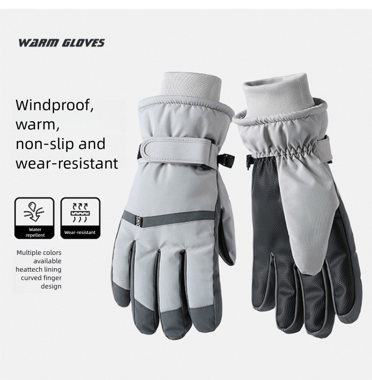 Ski Gloves Touch Screen Waproof Outdoor Sports Men And Women Warm Plus Velvet Thickened Riding Non-Slip Windproof_voghion.com