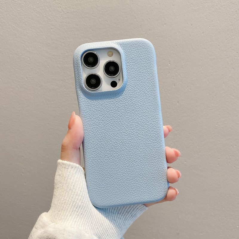Gælder for iphone14 simpelt beskyttende etui 12 litchi mønster 13ProMax creative ins vind telefon cover_voghion.com