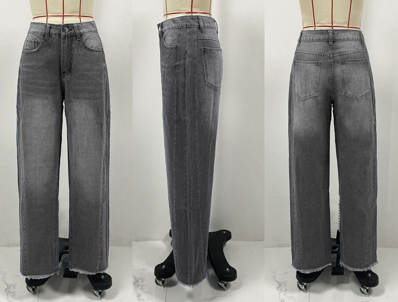 Nuovi pantaloni larghi e dritti casual lavati con gamba larga in magazzino_voghion.com