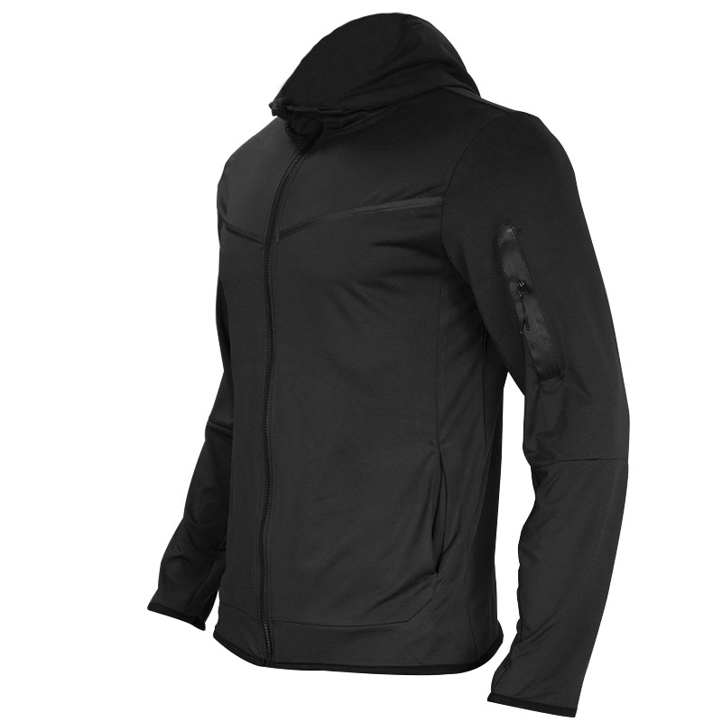 Ensemble de sport à capuche et fermeture éclair en imitation coton pour homme_voghion.com