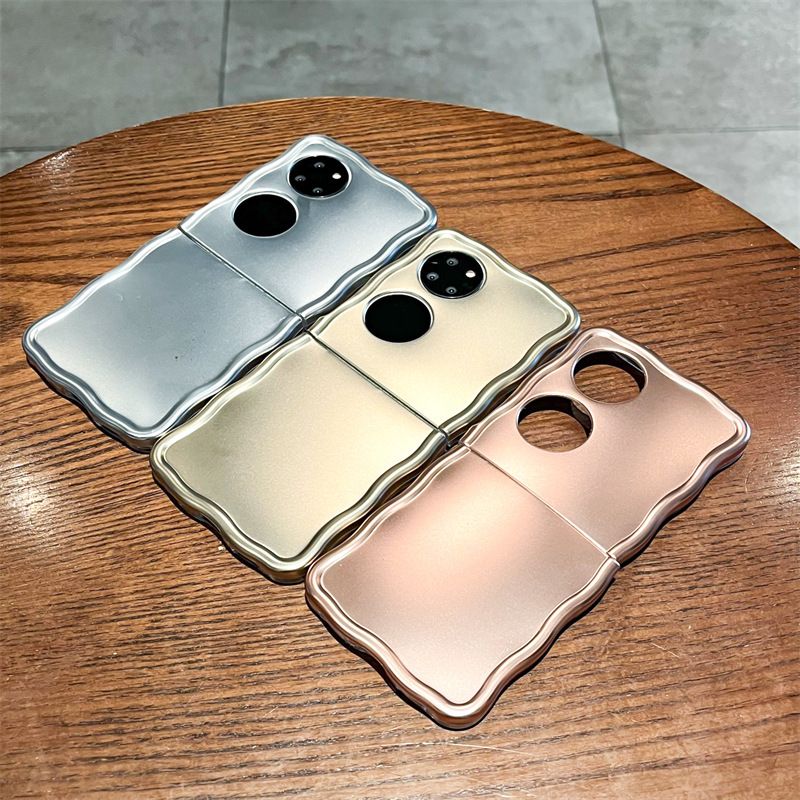 Düz renk elektrokaplama sınır ötesi uygulanabilir Huawei p50 cep katlanır ekran cep telefonu kabuğu cep 2 koruyucu kapak dalgası_voghion.com