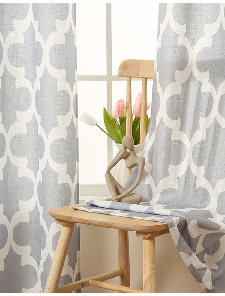 Vorhänge mit Kürbisblumen-Print, grauer Hintergrund, hochwertige, unordentliche, halblichtblockierende Vorhänge, geeignet für Wohnzimmer- und Balkonvorhänge_voghion.com