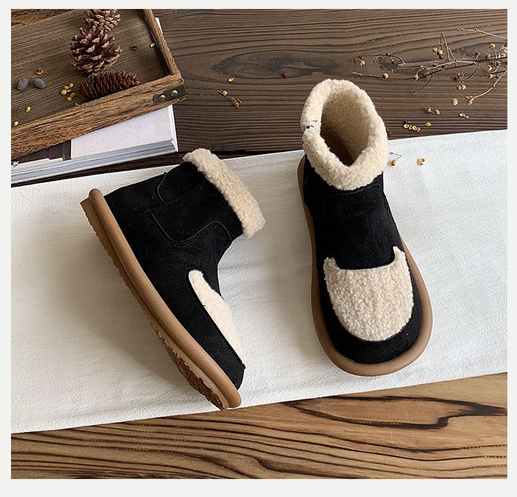 Women's Shoes new flat soled plus velvet cotton shoes winter warm women's shoes_voghion.com