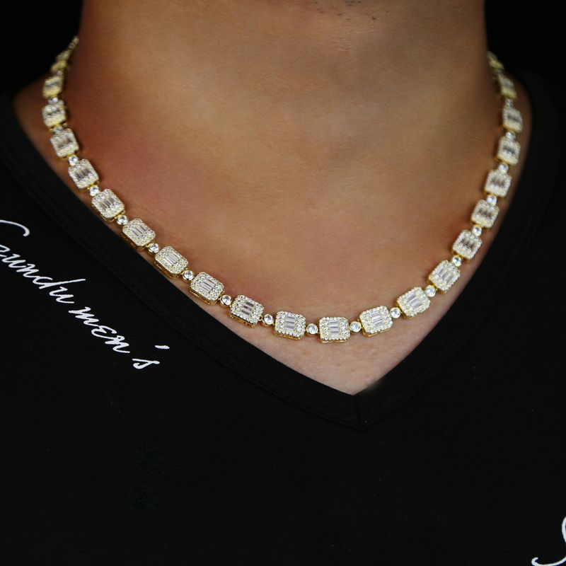 Nový 10X8mm obdélníkový zirkonový náhrdelník Trend muži a ženy hip hop náhrdelník_voghion.com