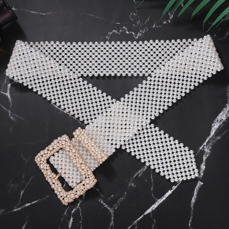 Ceinture de perles pour femmes, large sceau d'attente, mode pull jupe décorative Simple, chaîne de perles, bijoux pour filles_voghion.com