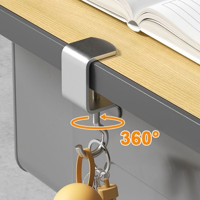 360° Rotatable Steel Table Hooks - Detachable Edge Gaming Headset Desk Hanger Backpack Storage Hanging Hook_voghion.com