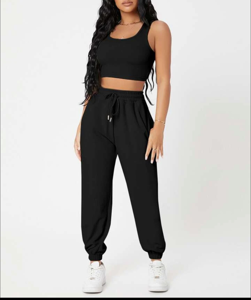 Naisterõivad Mood Kevadine ühevärviline Meeste Kaelusega Kootud Vest Naiste Kõrge Vöökohaga Moodne vabaaja pükskostüüm_voghion.com