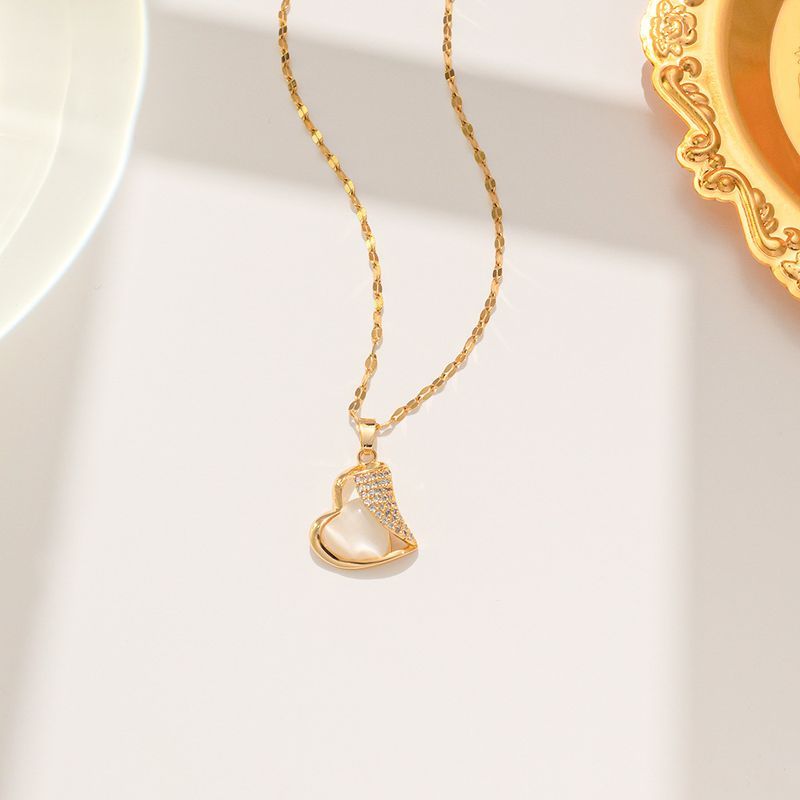 Necklace Women's 2022 New Cat Eye Love Titanium Steel Necklace, Unique Design, Versatile And Colorless Collar Chain_voghion.com