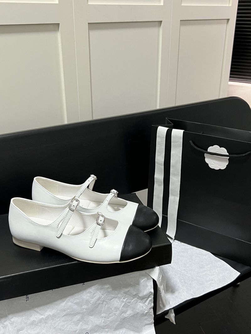 new Style Double Diamond Buckle Mary Jane Shoes For Women New New Color Block Round Toe Flat One-Strap Ballet Flats_voghion.com