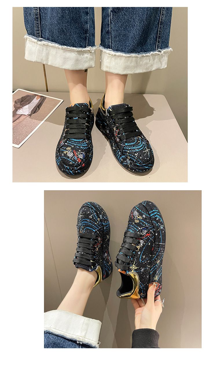 Designer Graffiti Water Diamond Dad Schuhe Damen Neue bequeme trendige Luxus-Einzelschuhe_voghion.com
