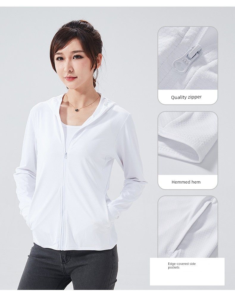 Japansk UPF50 + åndbart issilke solbeskyttende tøj til kvinder_voghion.com