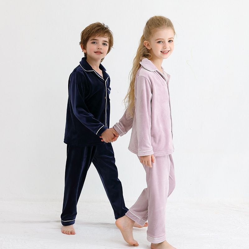 Children's Pyjamas Set Flannel Spring And Autumn Thickened Baby Large Children's Home Wear For Boys And Girls Parent-child Pyjamas_voghion.com