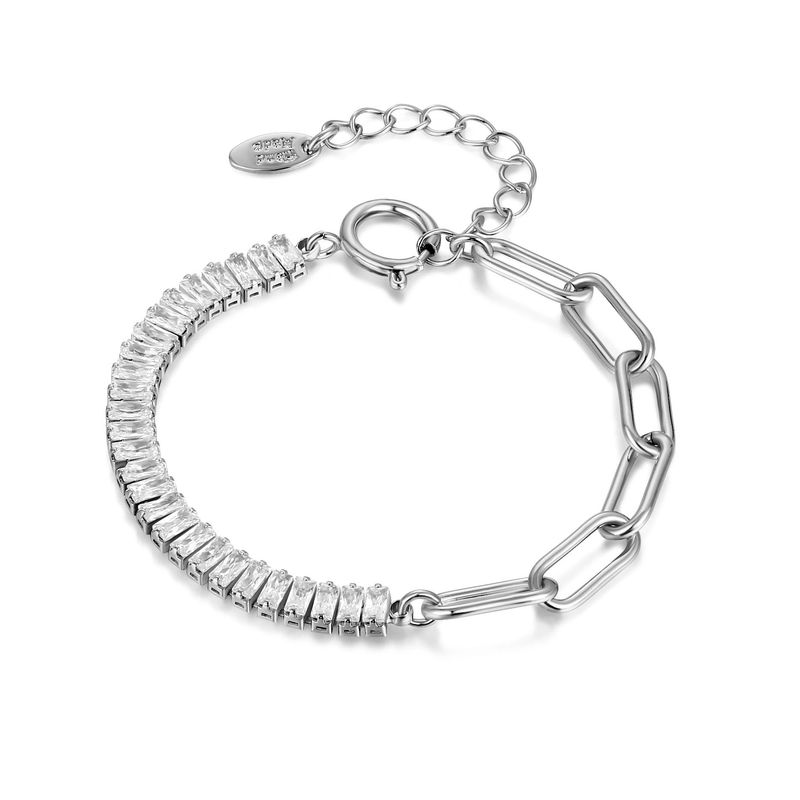 Stitching chain female ins niche set chain girlfriend gift girlfriends geometric zircon bracelet_voghion.com