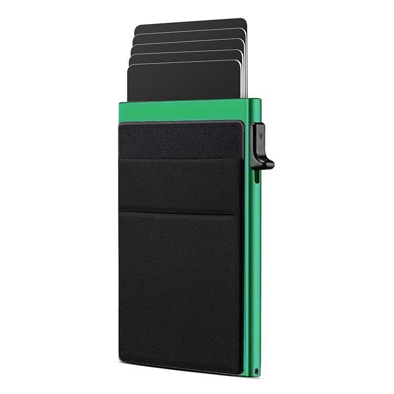 Bolsas masculinas RFID com botão lateral antirroubo, porta-cartões de metal com vários cartões, caixa de cartão de liga de alumínio, clipe de dinheiro multifuncional, porta-cartões de crédito_voghion.com
