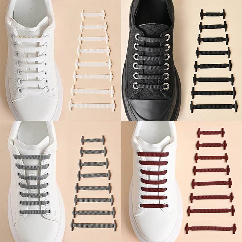 16 pz/lotto Nessun Laccio Lacci Delle Scarpe 12 colori Lacci Elastici Lacci In Silicone Pigri Creativi Merletto di Gomma_voghion.com