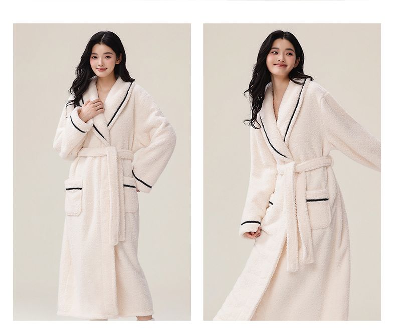 Ultra Soft Coral Fleece Robe For Women & Men - Winter Warm Bathrobe With Pants Set, Cozy Loungewear, Oversized Fit, Multiple Colors_voghion.com