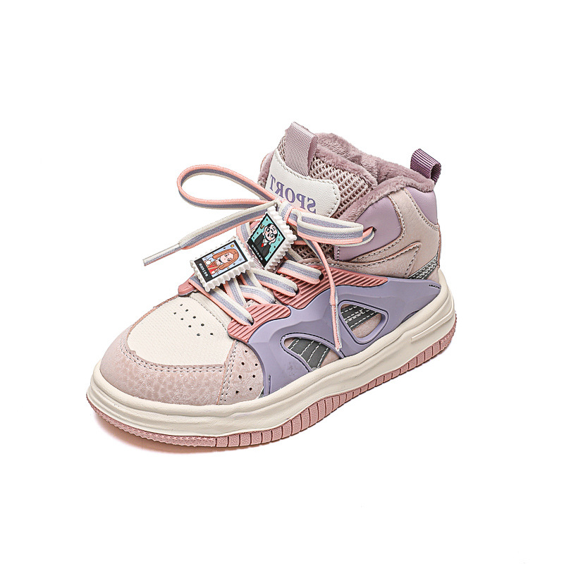 Scarpe sportive in velluto per bambini per autunno e inverno, nuovo fondo morbido, alte per ragazzi, casual, da corsa per ragazze, due in cotone_voghion.com