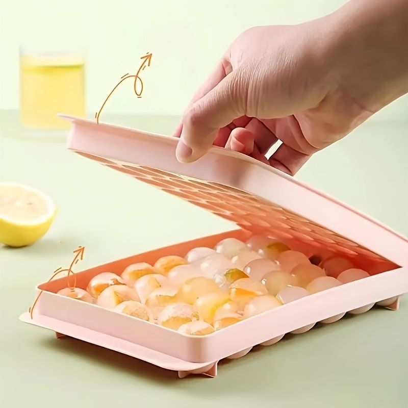 Whiskey Ice Ball Maker - 33-Grid Silicone Mold With Lid, Round Sphere, EU Bar Accessory_voghion.com