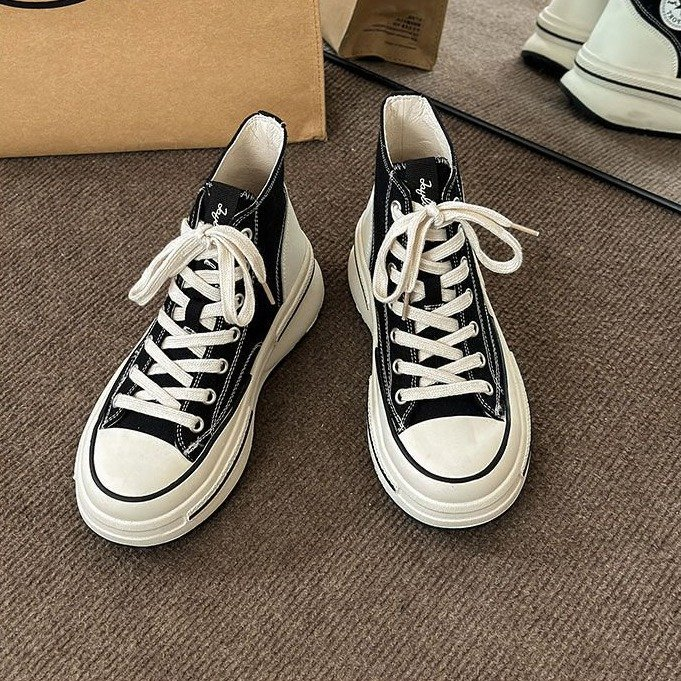 2023 Frühling und Herbst neuer Stil gute lässige Damen-Leinenschuhe für Studenten, Muffin-Einzelschuhe mit dicken Sohlen, erhöhte atmungsaktive Damenschuhe_voghion.com