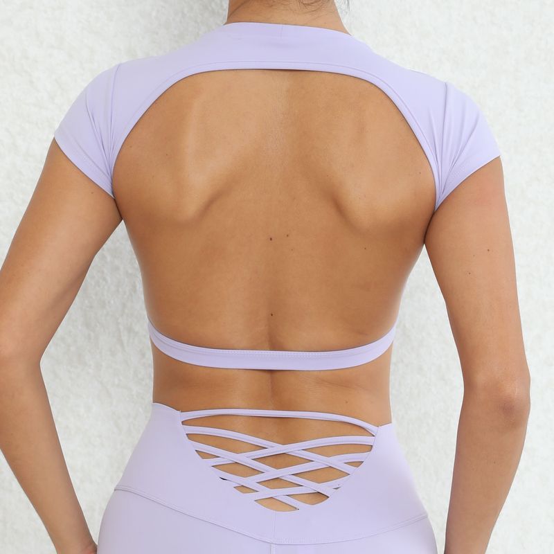 Yoga-T-Shirt mit Brustkissen, ausgehöhlter, schöner Rücken, sexy Yoga-Kleidung zum Draußentragen, Fitness-Top für Frauen_voghion.com