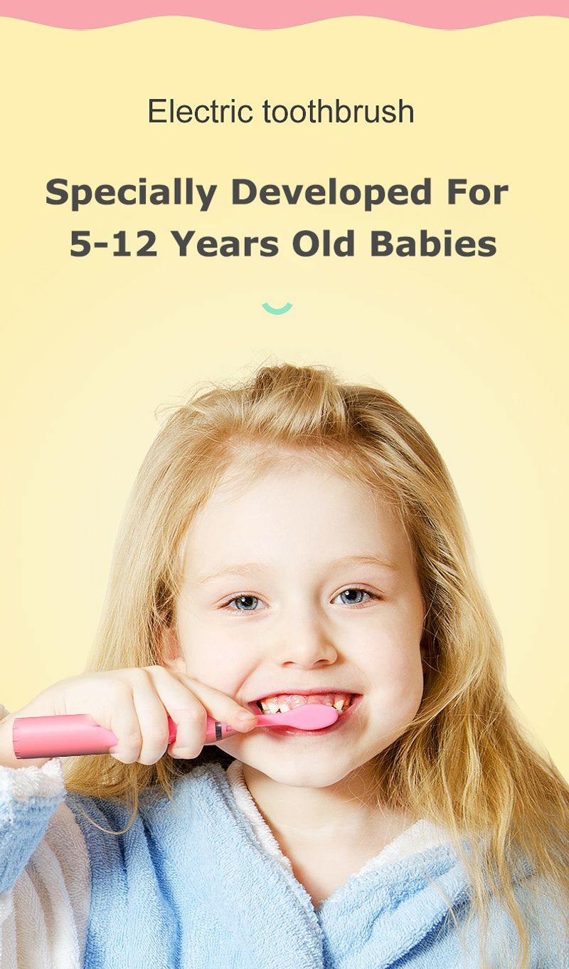 Cartoon Toothbrush Twins Kids Sonic Toothbrushes with 5 Replacement Heads Battery Electric Teeth Brush_voghion.com